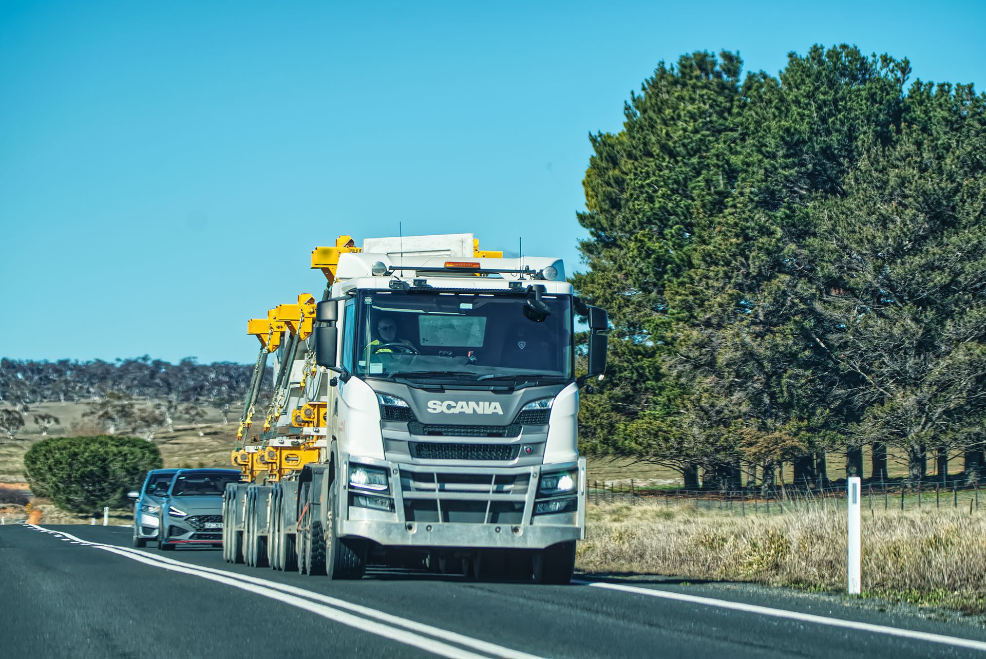 Heavy and oversized cargo carried on a specialist trailer